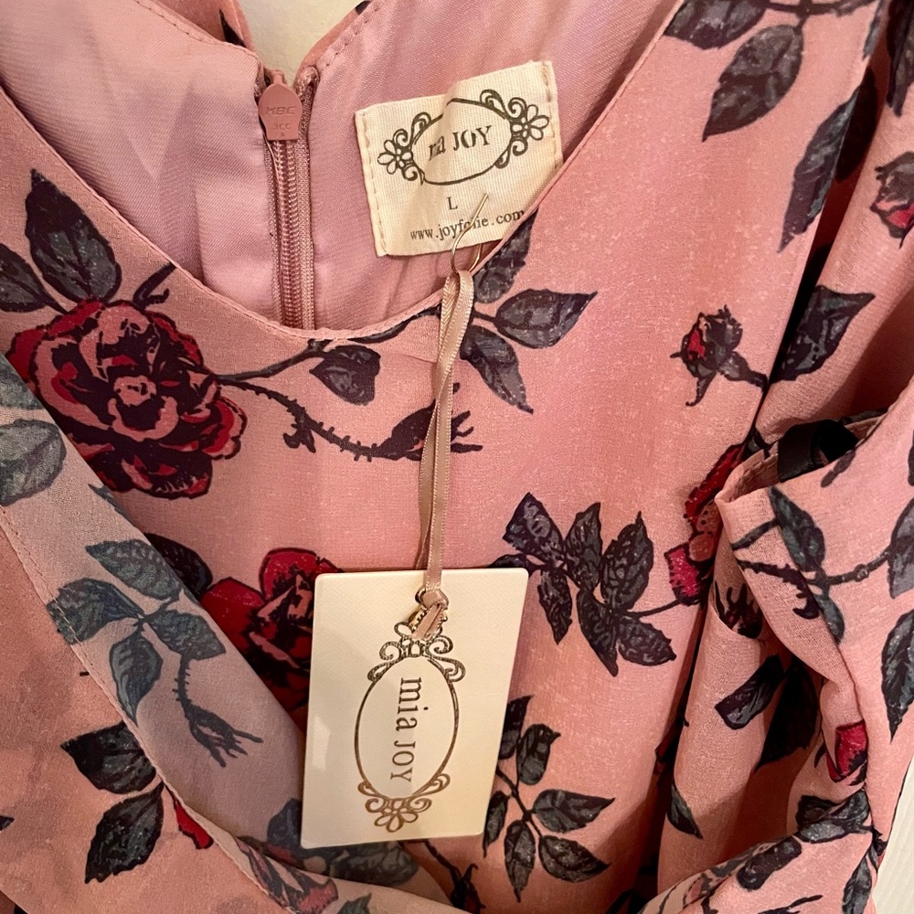 Mia Joy Colette Dress maxi rose floral NWTs ashes of roses 💐 Sz Large JOYFOLIE - Picture 2 of 11